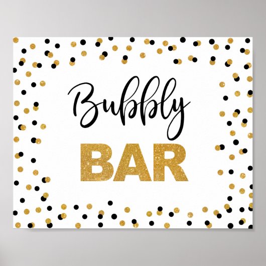 Poster Panneau Bubbly Bar Party Black and Gold Parties sc (Devant)