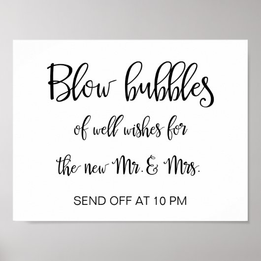 Poster Panneau Bulles mariages | Calligraphie simple (Devant)