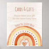 Poster Panneau cadeau Baby shower neutre arc-en-ciel (Devant)