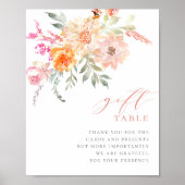 Poster Panneau cadeau Blush Turquoise Floral Baby shower (Devant)