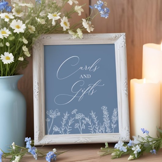 Poster Panneau cadeau de la carte bleue fleur sauvage Mar