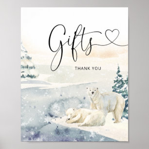 Poster Panneau Cadeaux Baby shower Ours Aquarelle