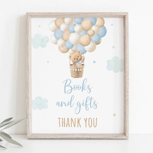 Poster Panneau Cadeaux Baby showers Ours Bleu Teddy