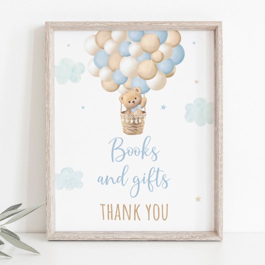 Poster Panneau Cadeaux Baby showers Ours Bleu Teddy