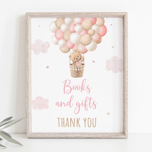 Poster Panneau Cadeaux Baby showers Ours En Teddy Rose