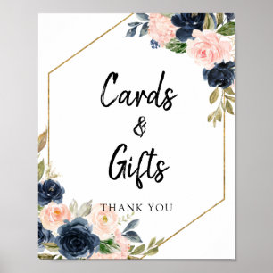Poster Panneau Cadeaux et cartes à cadres florale bleu ma