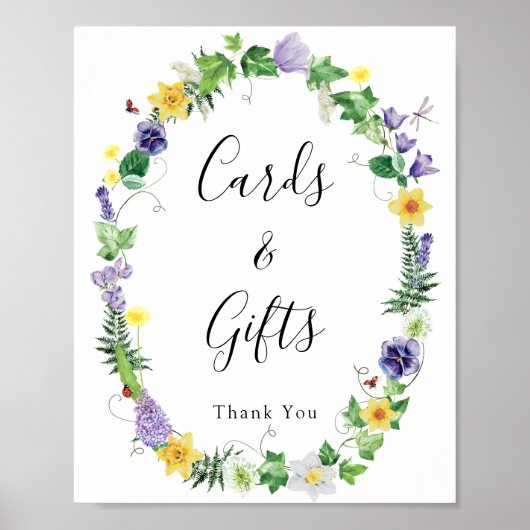 Poster Panneau Cadeaux Rustique Fleur sauvage Cartes de m (Devant)