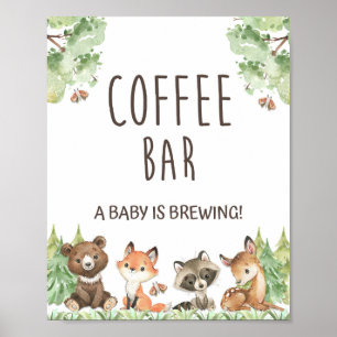 Poster Panneau Café Bar un bébé brasse Bois Animaux