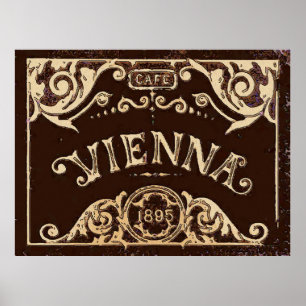 Poster Panneau café Vienne Vintage