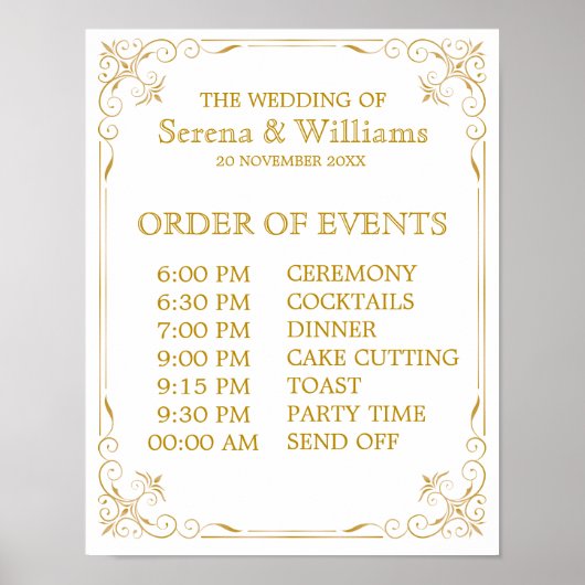 Poster Panneau Calendrier des événements mariage | Gatsby (Devant)