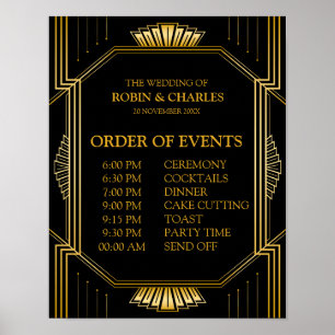 Poster Panneau Calendrier des événements mariage   Gatsby