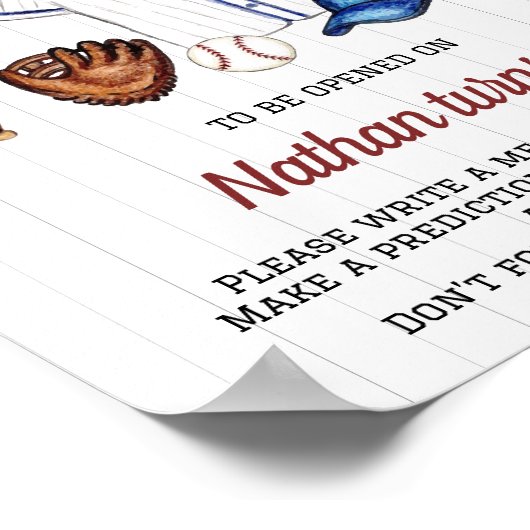 Poster Panneau Capsule de l'heure d'anniversaire du baseb (Coin)