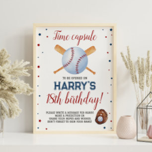 Poster Panneau Capsule de l'heure d'anniversaire du baseb