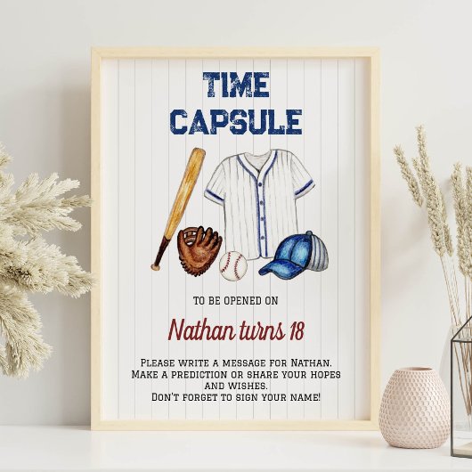 Poster Panneau Capsule de l'heure d'anniversaire du baseb