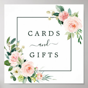 Poster Panneau Carré Blush Pink Bloom Wedding Cartes & Ca