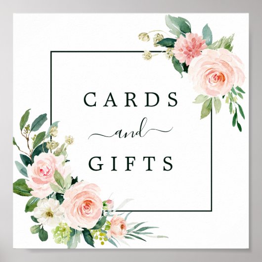 Poster Panneau Carré Blush Pink Bloom Wedding Cartes & Ca (Devant)