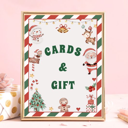 Poster Panneau "Cartes & Cadeaux" Père Noël
