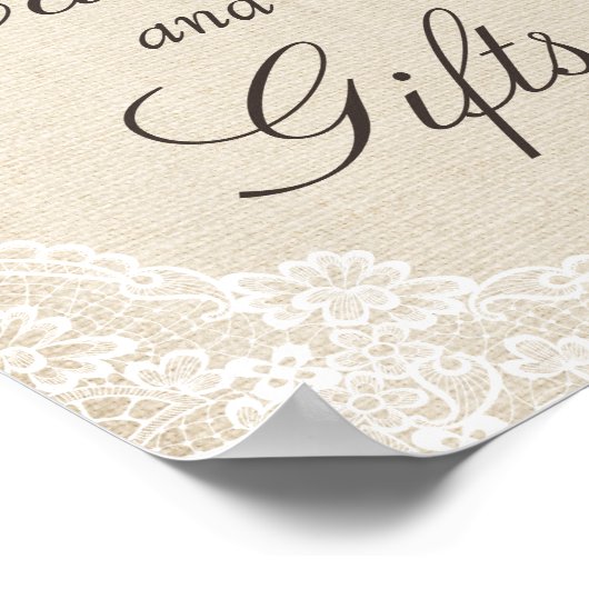 Poster Panneau Cartes & Cadeaux - Rustique Burlap Dentell (Coin)
