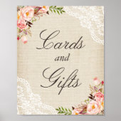 Poster Panneau Cartes & Cadeaux - Rustique Burlap Dentell (Devant)