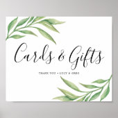 Poster Panneau Cartes de mariage et cadeaux | Feuilles bo (Devant)
