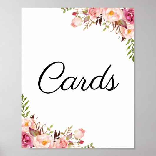 Poster Panneau Cartes de mariage rose rustique (Devant)