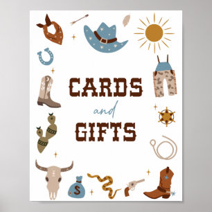 Poster Panneau Cartes et Cadeaux 1er Anniversaire Rodeo