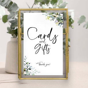 Poster Panneau Cartes et Cadeaux de Baby Shower Verdure