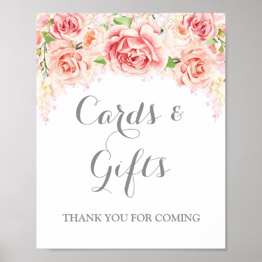 Poster Panneau Cartes et Cadeaux Fleurs Aquarelle Rose (Devant)