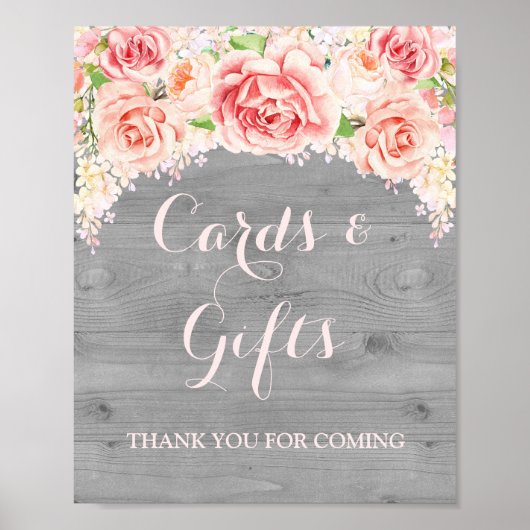 Poster Panneau Cartes et Cadeaux Fleurs Aquarelle Rose Bo (Devant)