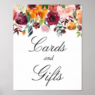 Poster Panneau Cartes et cadeaux Fleurs roses Bourgogne