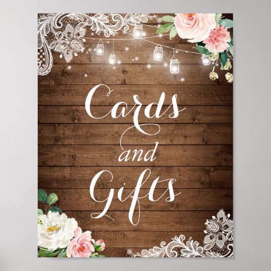 Poster Panneau Cartes et cadeaux | Mason Jar Lights Flora (Devant)