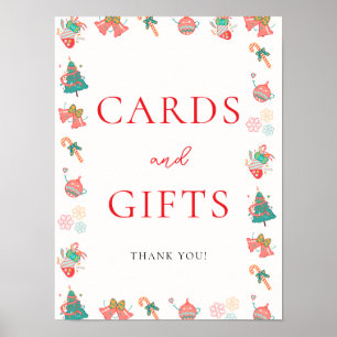 Poster Panneau Cartes et Cadeaux pour Baby Shower de Noël