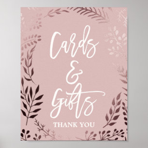 Poster Panneau Cartes et Cadeaux Rose Gold et Rose Élégan