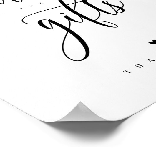Poster Panneau Cartes et cadeaux Script 8x10" (Coin)