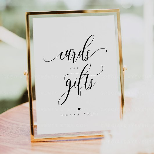 Poster Panneau Cartes et cadeaux Script 8x10"