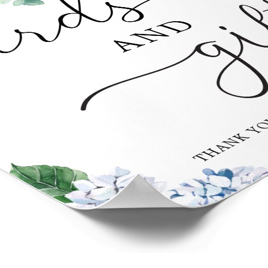 Poster Panneau Cartes Fleurales et Cadeaux Hortensia Bleu (Coin)