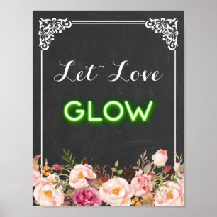 Poster Panneau Chalkboard Floral Laisser Aimer Éclairer N