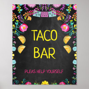 Poster Panneau Chalkboard Girls Taco Twosday 2nd Birthday