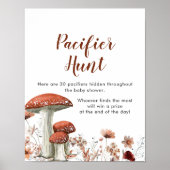 Poster Panneau Chasse Boho Champignon Floral Pacifier Jeu (Devant)