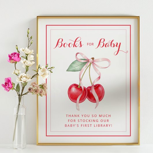 Poster Panneau Cherry Books for Baby shower