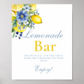 Poster Panneau citron bleu Floral Citrus Lemonad Bar (Devant)