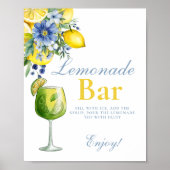 Poster Panneau citron bleu Floral Citrus Lemonad Bar (Devant)
