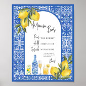 Poster Panneau citrons et carrelage méditerranéen Douche  (Devant)