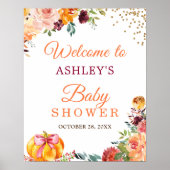 Poster Panneau Citrouille Automne Floral Automne Baby sho (Devant)