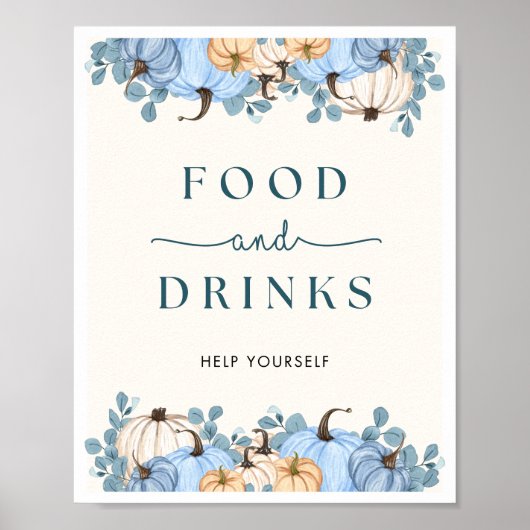 Poster Panneau citrouille Baby shower Aliments et boisson (Devant)