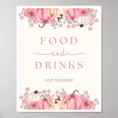 Poster Panneau citrouille Baby shower Aliments et boisson (Devant)