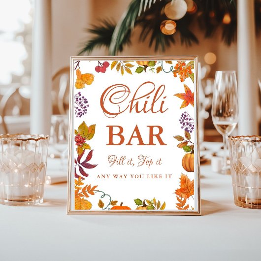 Poster Panneau citrouille Baby shower chili bar