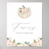 Poster Panneau Citrouille vert fleuri Baby shower Faveurs (Devant)