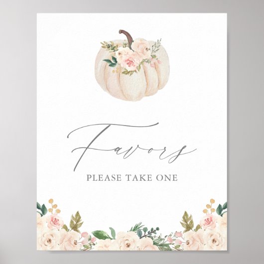 Poster Panneau Citrouille vert fleuri Baby shower Faveurs (Devant)