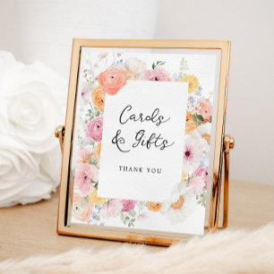 Poster Panneau coloré Pastel Floral Cartes et Cadeaux